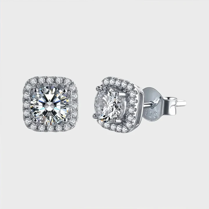 VVS1 Moissanite Cushion Halo Studs