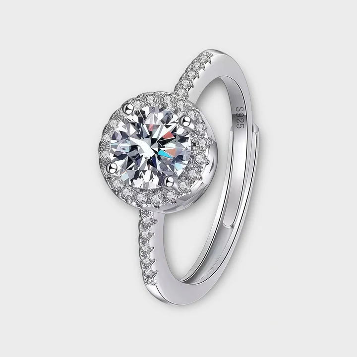 VVS1 Moissanite Halo Engagement Ring
