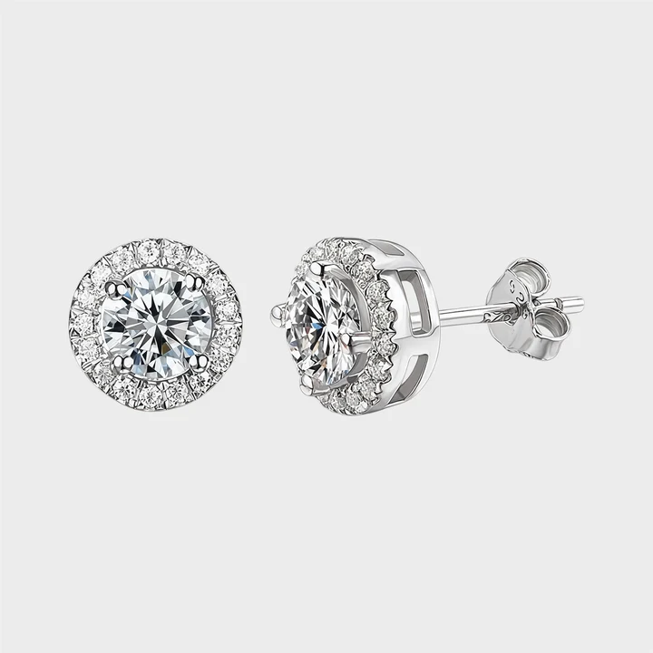 VVS1 Moissanite Halo Stud Earrings