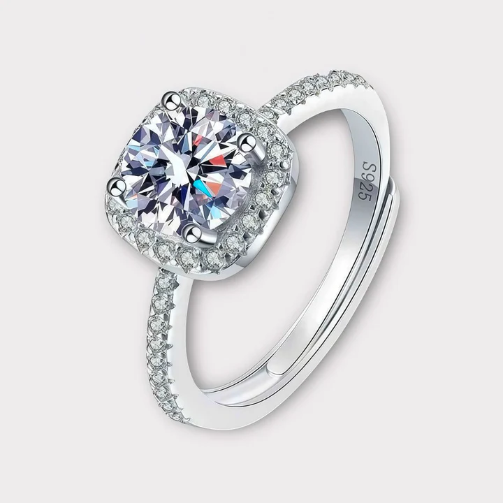 VVS1 Moissanite Cushion Halo Ring